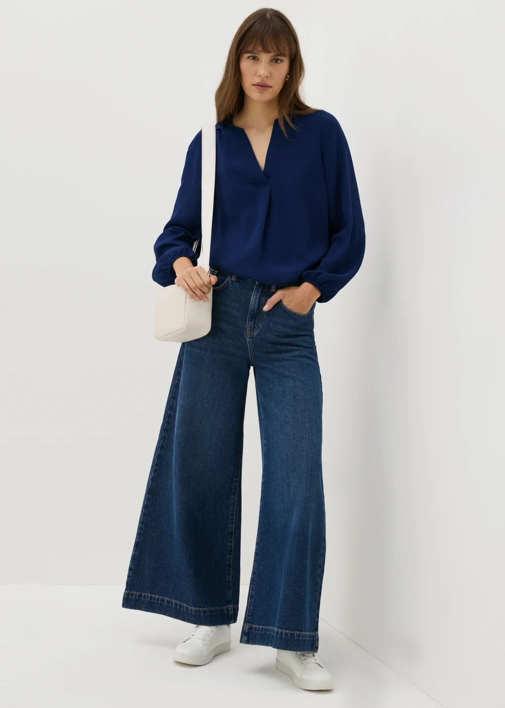Navy V-Neck Blouse - 8 Image 2