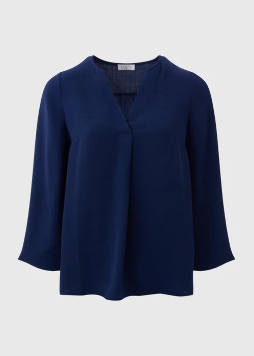 Navy V-Neck Blouse - 8 Image 4