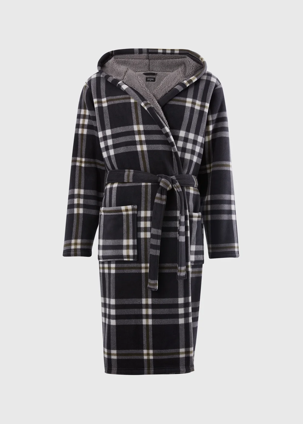 Black Check Bonded Hood Dressing Gown - Small Image 3