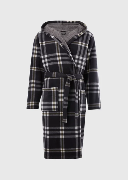 Black Check Bonded Hood Dressing Gown - Small Image 3