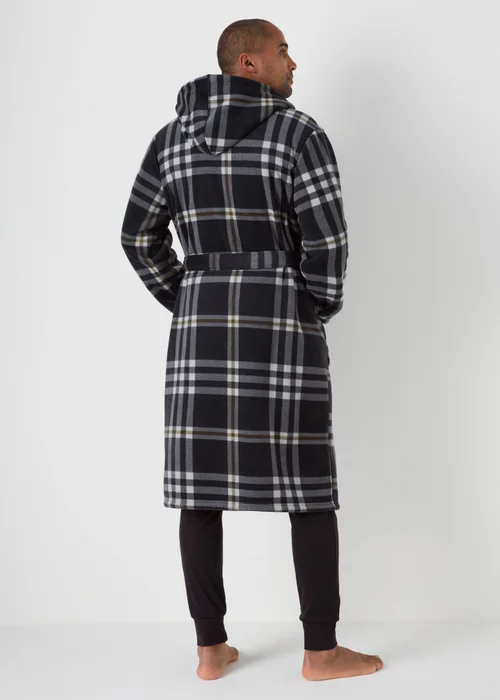 Black Check Bonded Hood Dressing Gown - Small Image 2