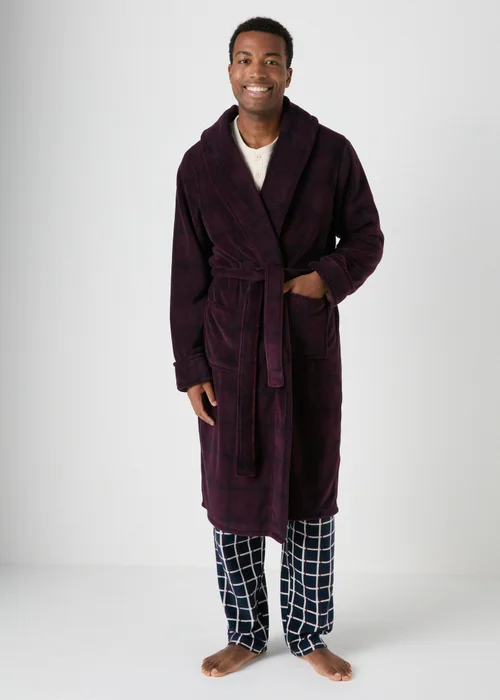 Burgundy Check Dressing Gown - Small Image 2
