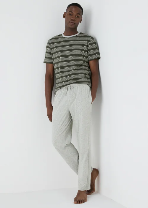Khaki Stripe Pyjama Set - Extra small Image 1