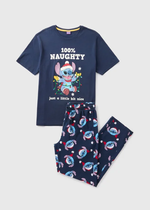 Disney Navy Stitch Christmas Pyjama Set - Extra small Image 3