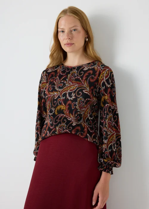 Papaya Petite Black Paisley Plisse Top - 6 Image 1