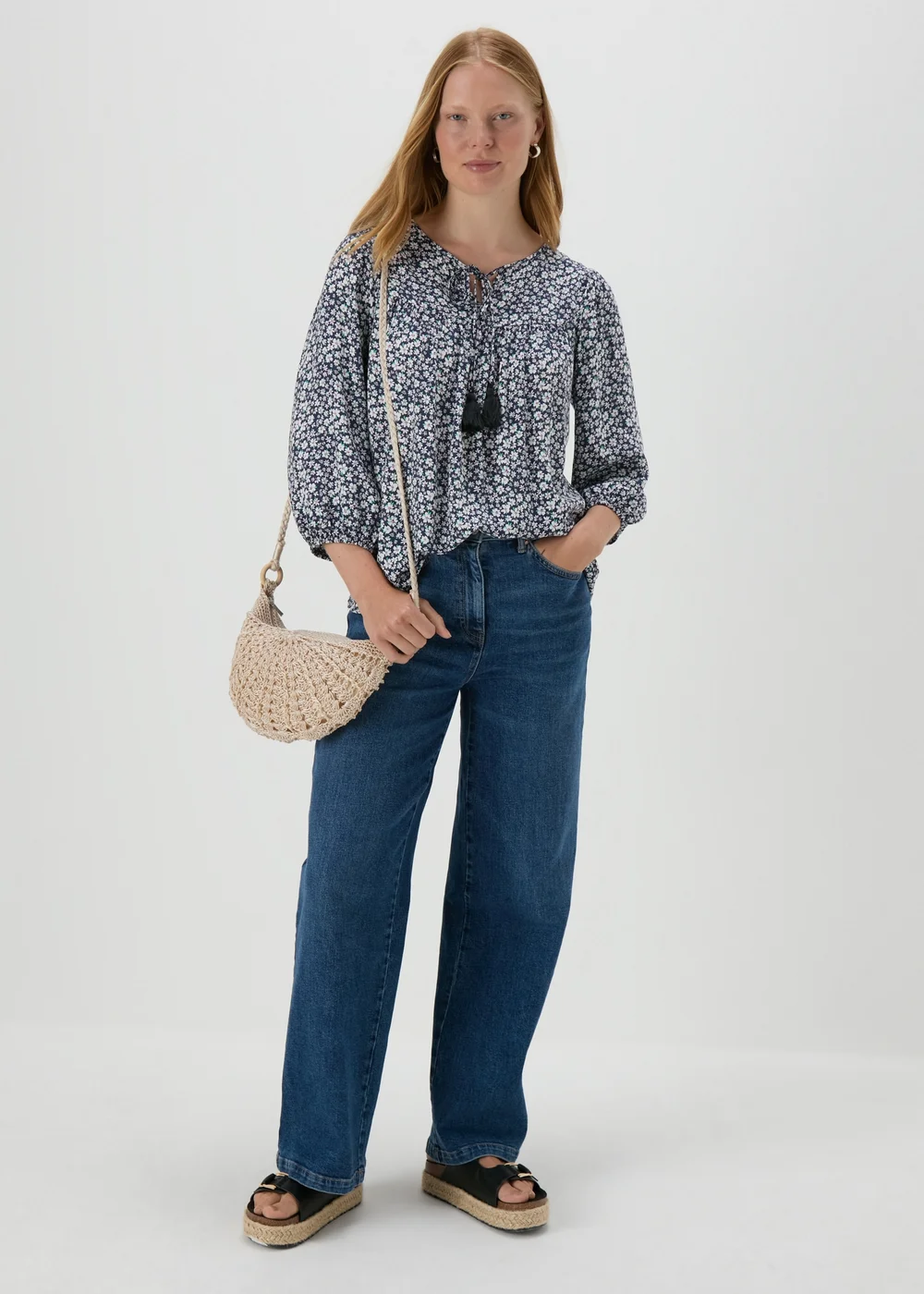 Navy Floral Boho Blouse - 8 Image 4