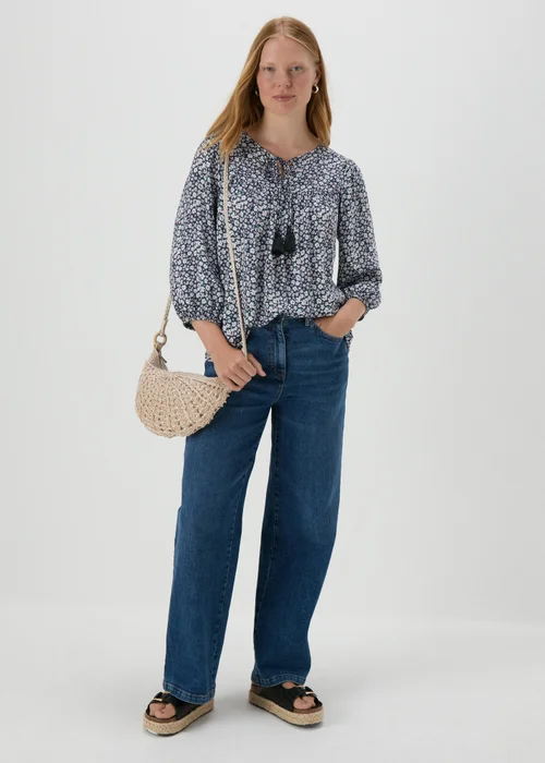 Navy Floral Boho Blouse - 8 Image 4