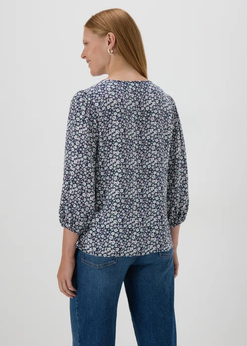Navy Floral Boho Blouse - 8 Image 2