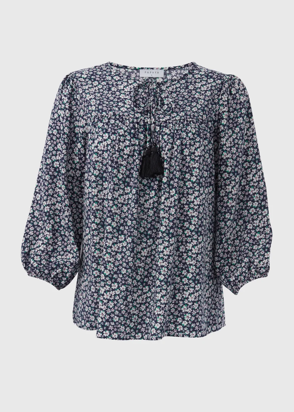Navy Floral Boho Blouse - 8 Image 5