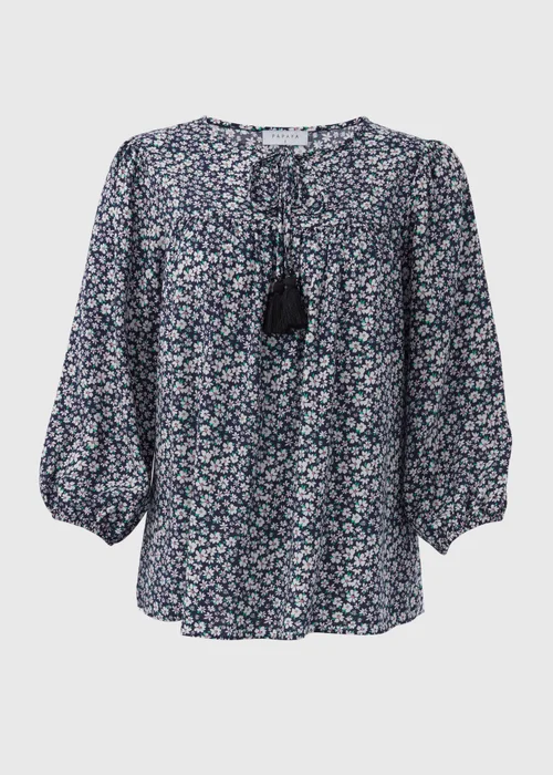 Navy Floral Boho Blouse - 8 Image 5