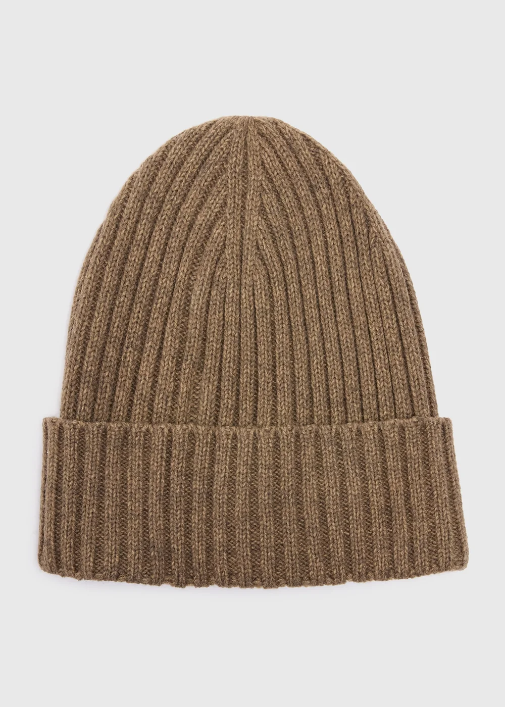 Brown Thick Ribbed Beanie - One Size Image 1