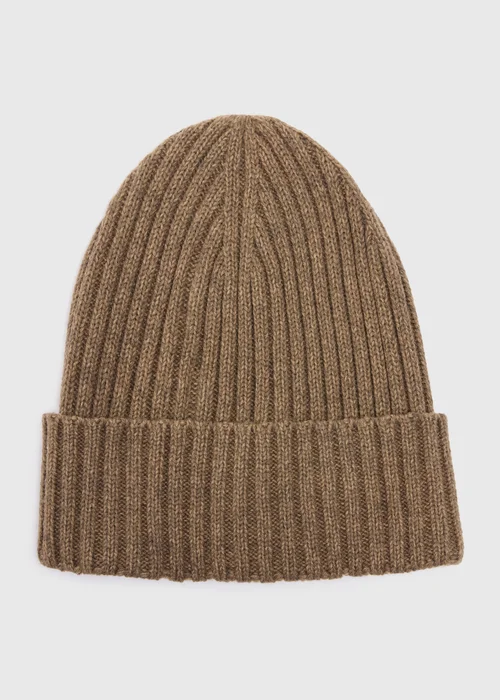 Brown Thick Ribbed Beanie - One Size Image 1