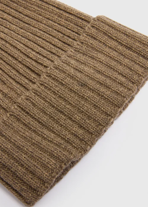 Brown Thick Ribbed Beanie - One Size Image 2