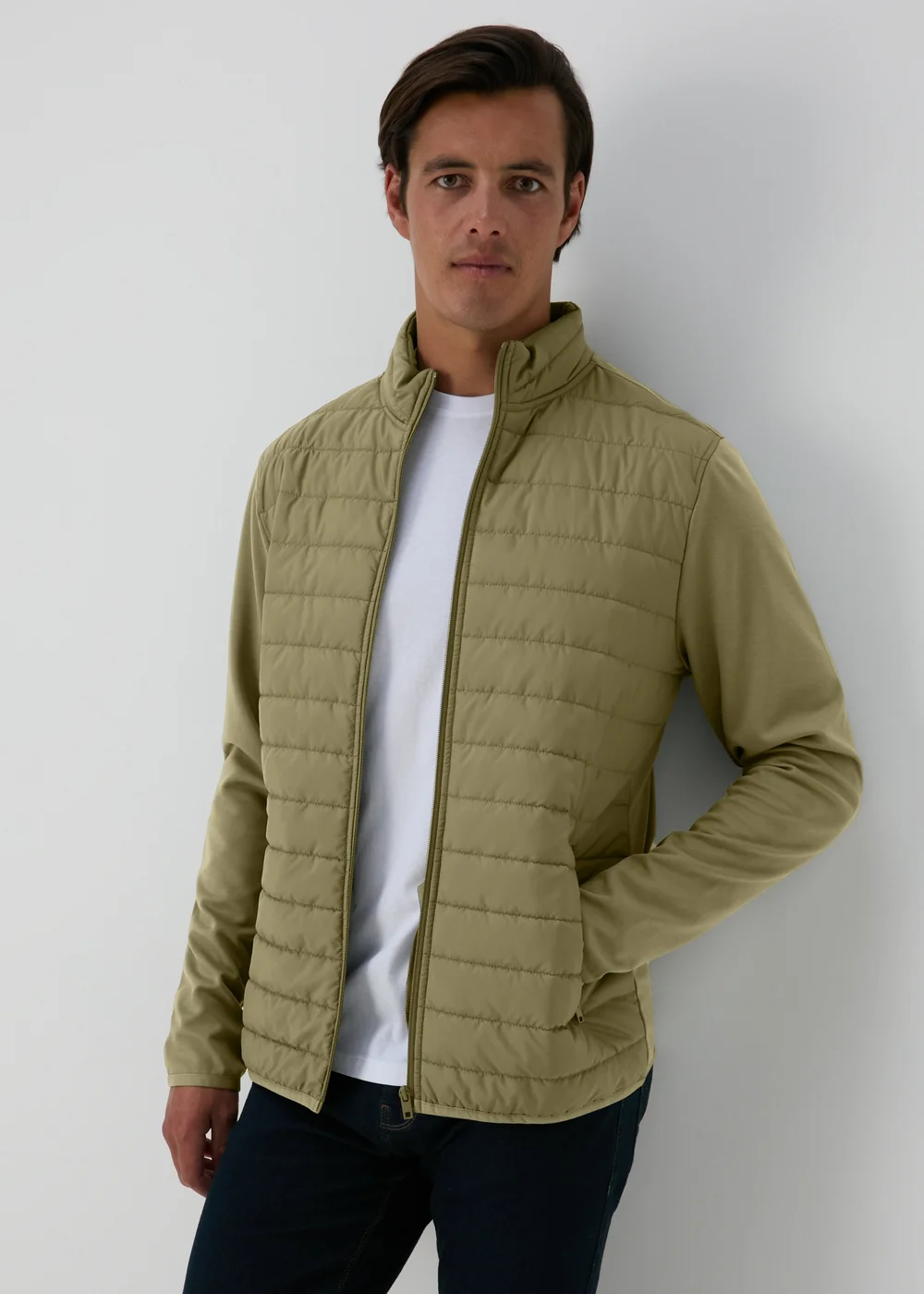 Green Zip Up Padded Jacket - Small Image 1