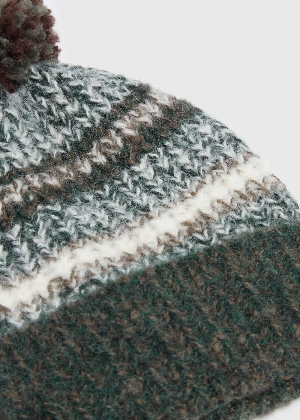 Khaki Stripe Pom Beanie - One Size Image 2