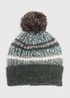Khaki Stripe Pom Beanie - One Size Image 1