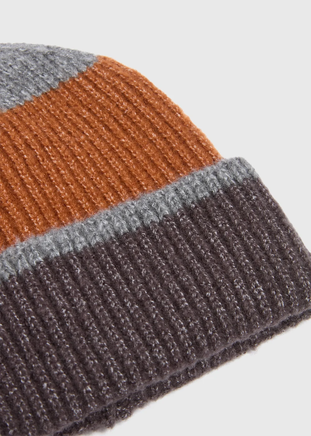 Rust Stripe Knitted Beanie - One Size Image 2