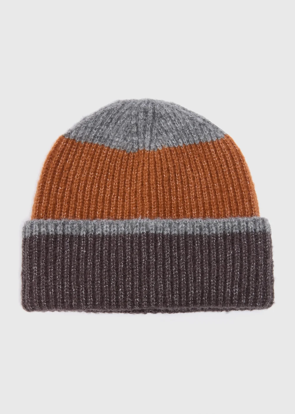 Rust Stripe Knitted Beanie - One Size Image 1