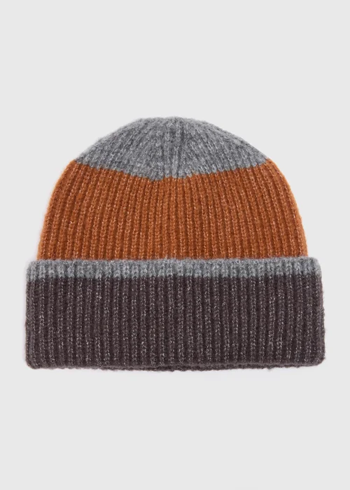 Rust Stripe Knitted Beanie - One Size Image 1