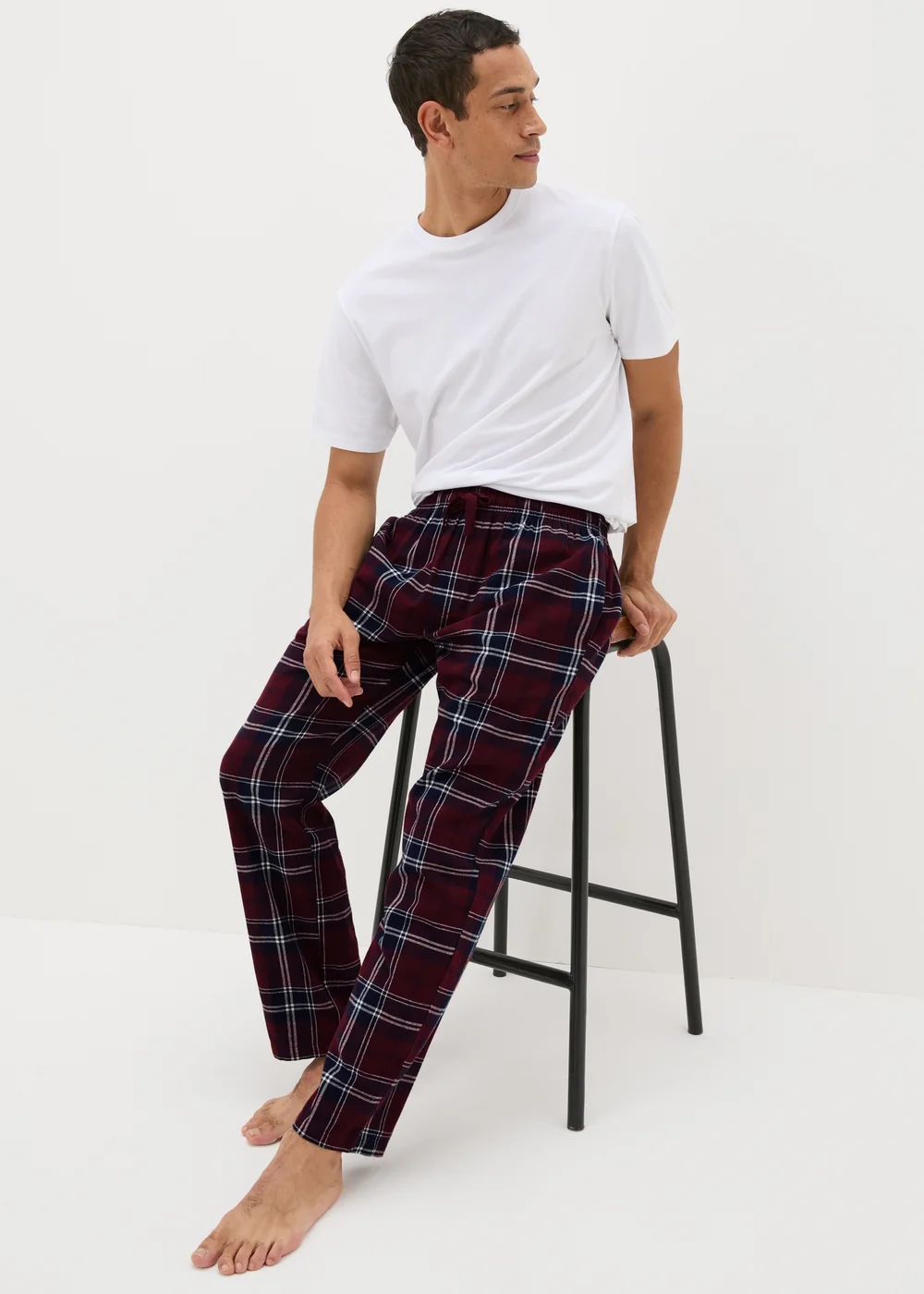 2 Pack Multicolour Check Brushed Pyjama Bottoms - Small Image 1