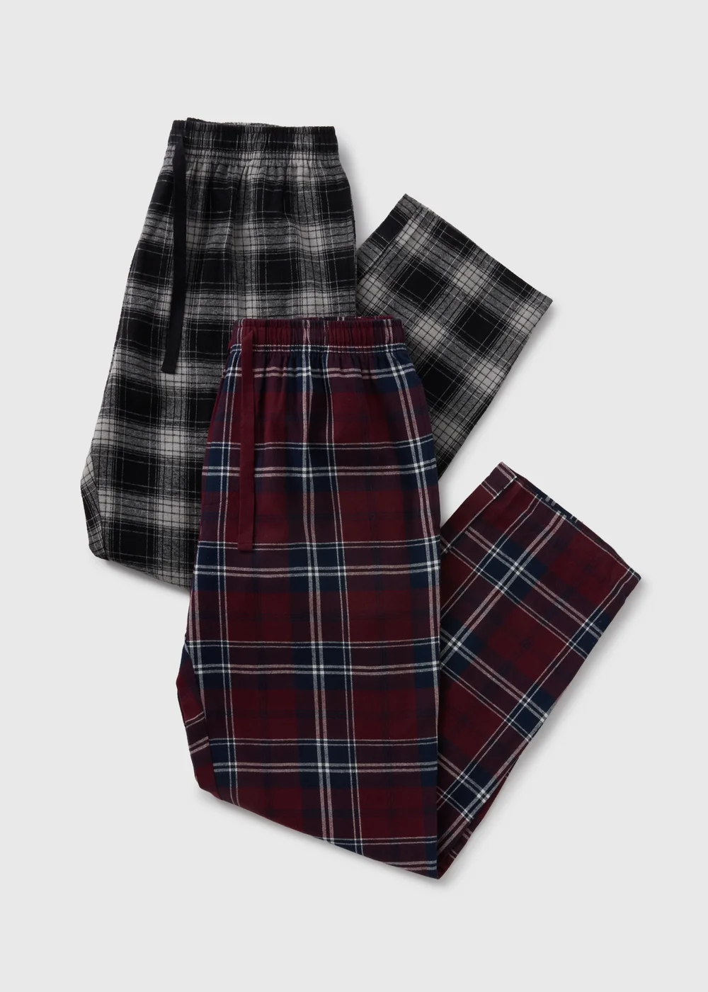 2 Pack Multicolour Check Brushed Pyjama Bottoms - Small Image 2