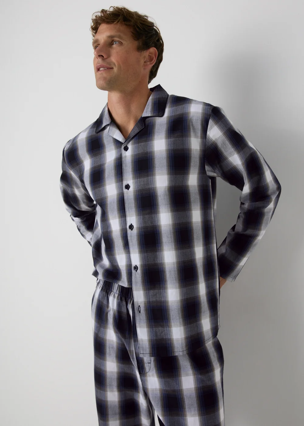 Black Check Woven Pyjama Set - Small Image 1