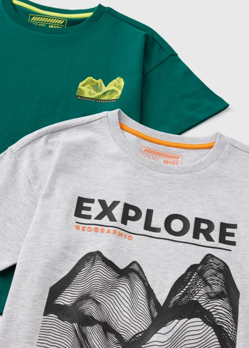 2 Pack Boys Green Mountain T-Shirts (7-15yrs) - Age 7 Years Image 2