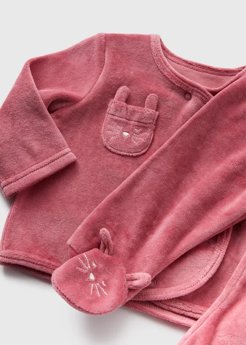 Baby Pink Bunny Velour Top & Trouser Set (Newborn-18mths) - Age 0 - 3 Months Image 2