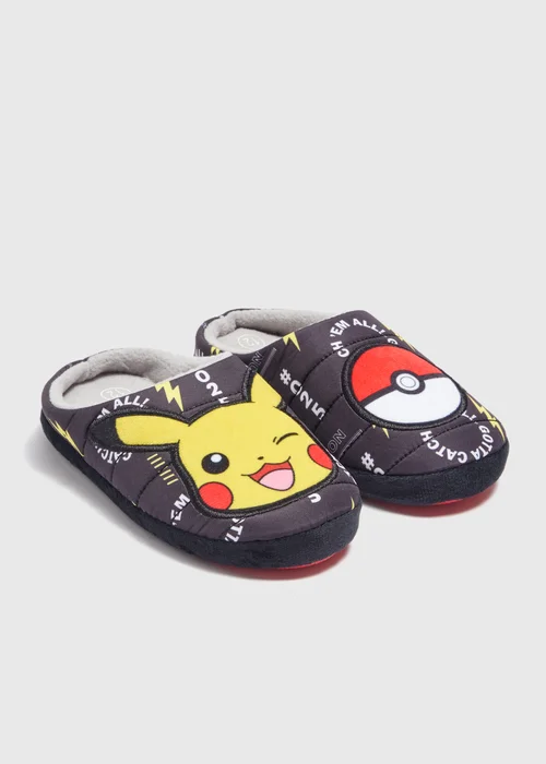 Pokémon Boys Black Pikachu Mule Slippers (Younger 10-Older 6) - Size 1 Image 1