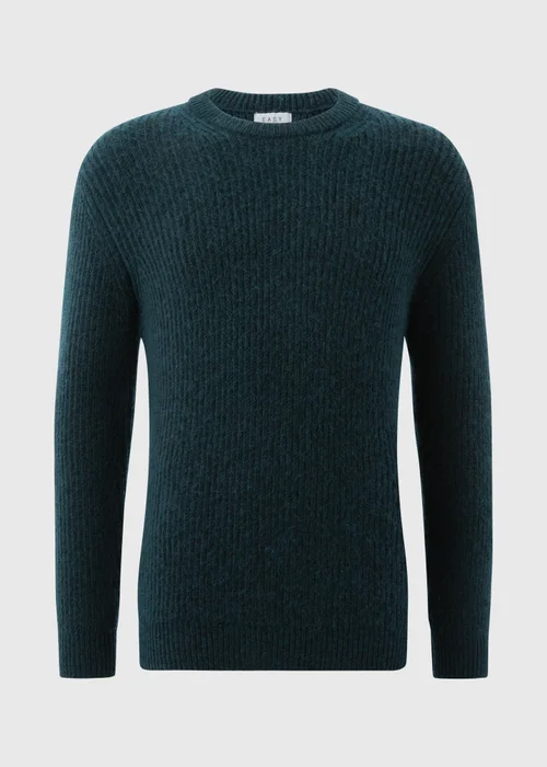 Teal Ribbed Crew Neck Jumper - S Image 4