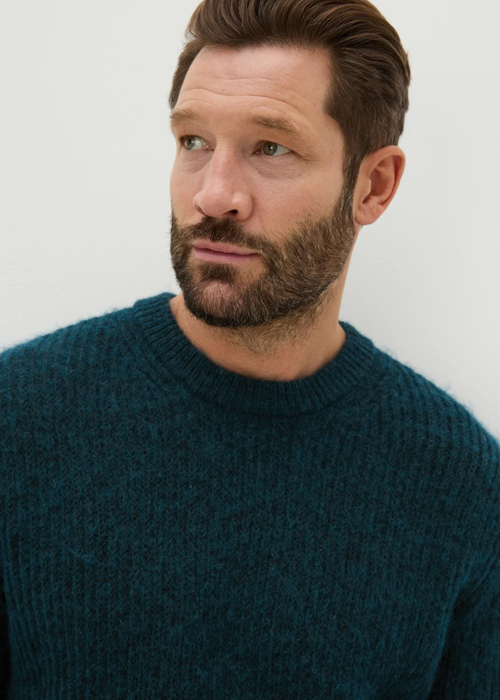 Teal Ribbed Crew Neck Jumper - S Image 3