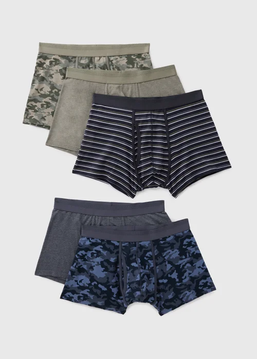 5 Pack Multicolour Camo Keyhole Boxers - M Image 1