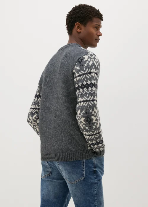 Grey Fairisle Knitted Jumper - S Image 2
