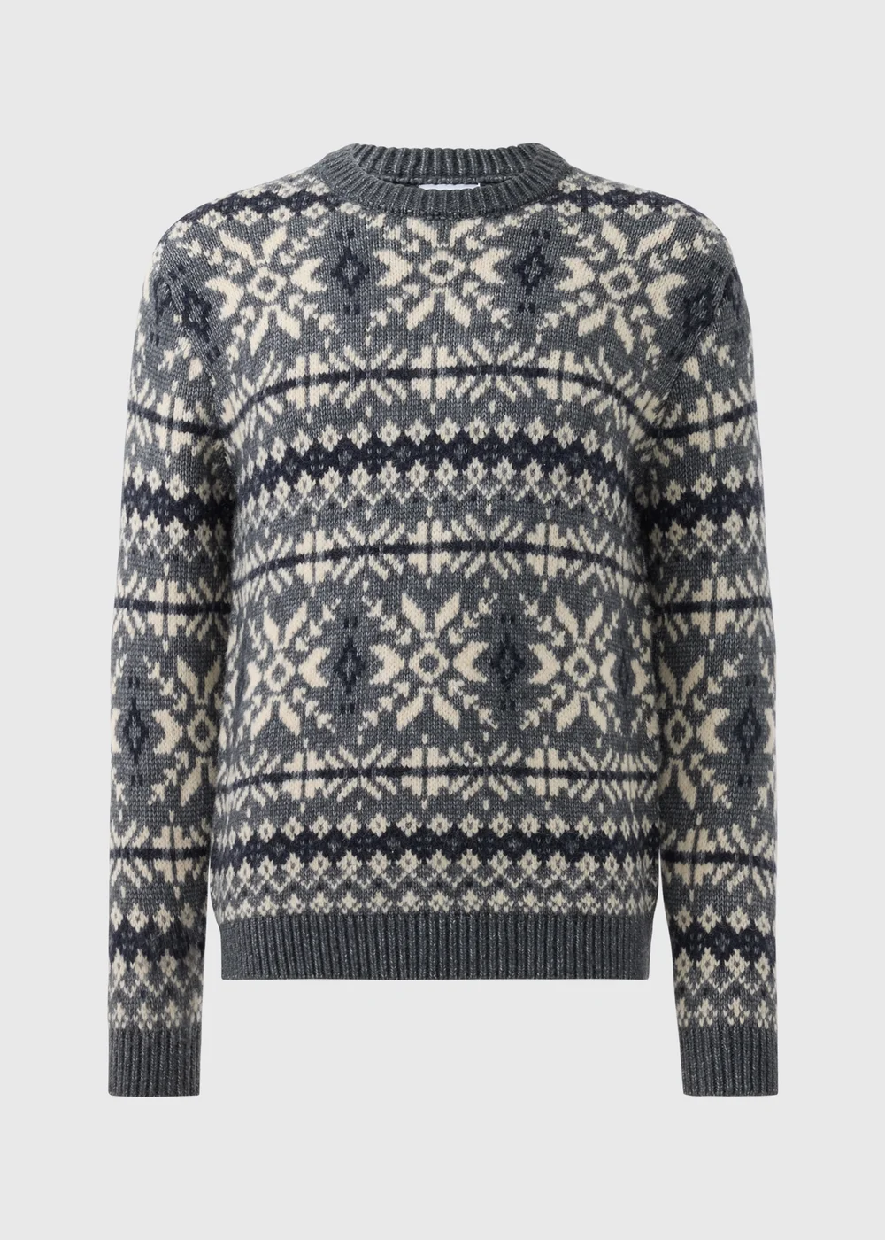 Grey Fairisle Knitted Jumper - S Image 4