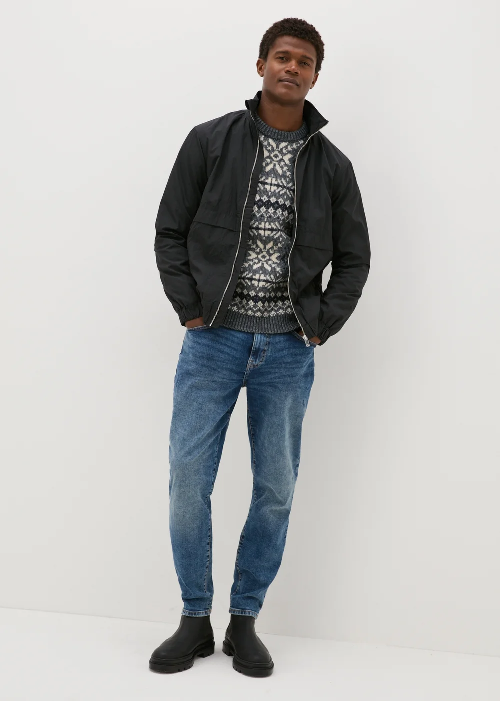Grey Fairisle Knitted Jumper - S Image 3
