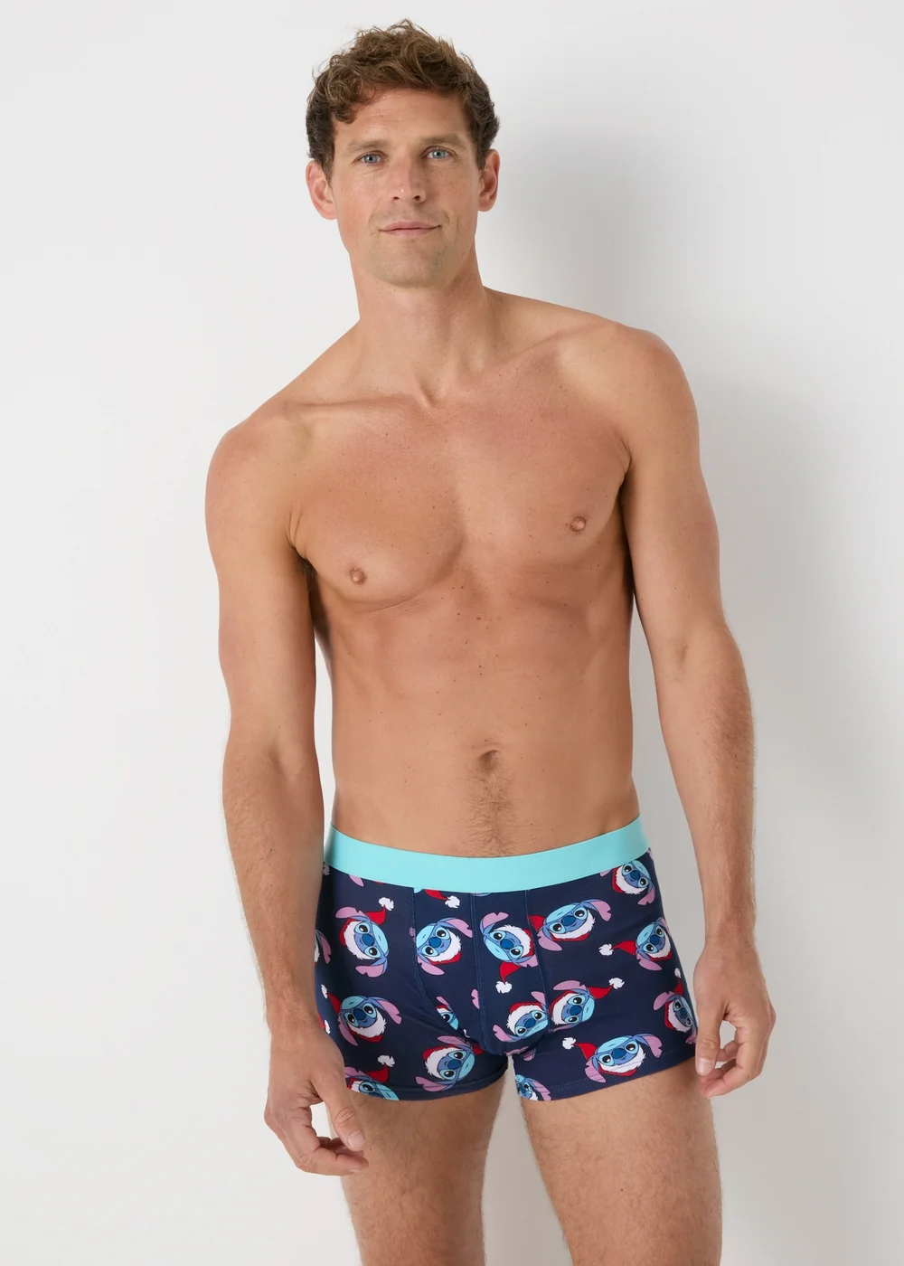 2 Pack Disney Navy Stitch Christmas Boxers - XS Image 2