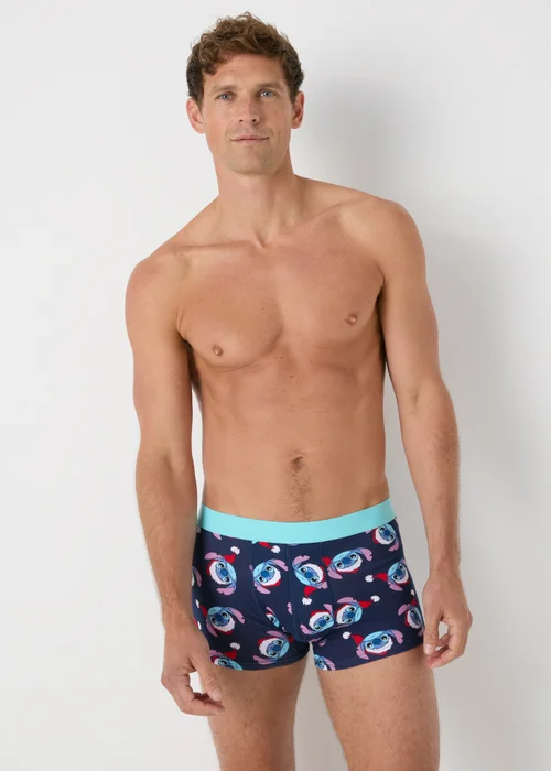 2 Pack Disney Navy Stitch Christmas Boxers - XS Image 2