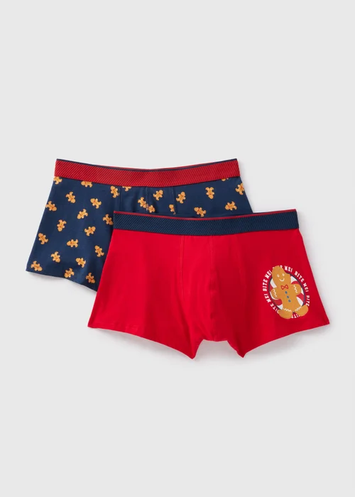 2 Pack Red Gingerbread Boxers - XS Image 1