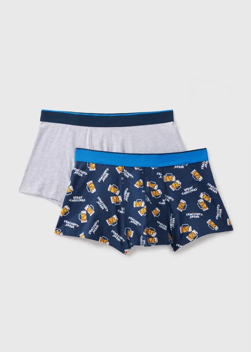 2 Pack Grey Christmas Beer Boxers - XS Image 1