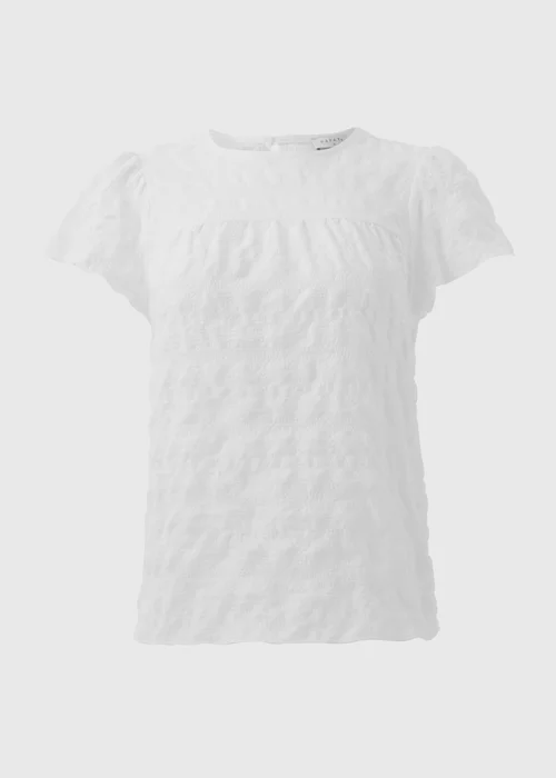 White Seersucker Ruffle Sleeve T-Shirt - Size 8 Image 5