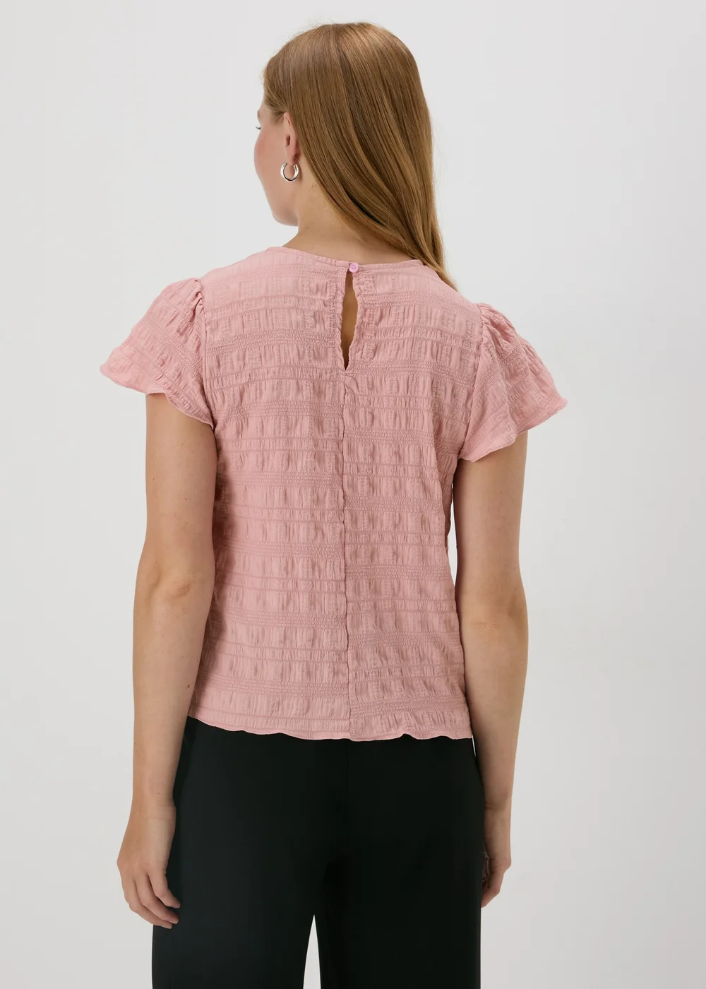 Pink Seersucker Ruffle Sleeve T-Shirt - Size 8 Image 2