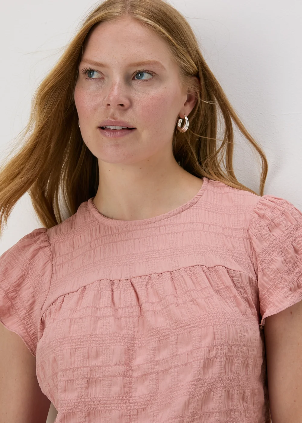 Pink Seersucker Ruffle Sleeve T-Shirt - Size 8 Image 3