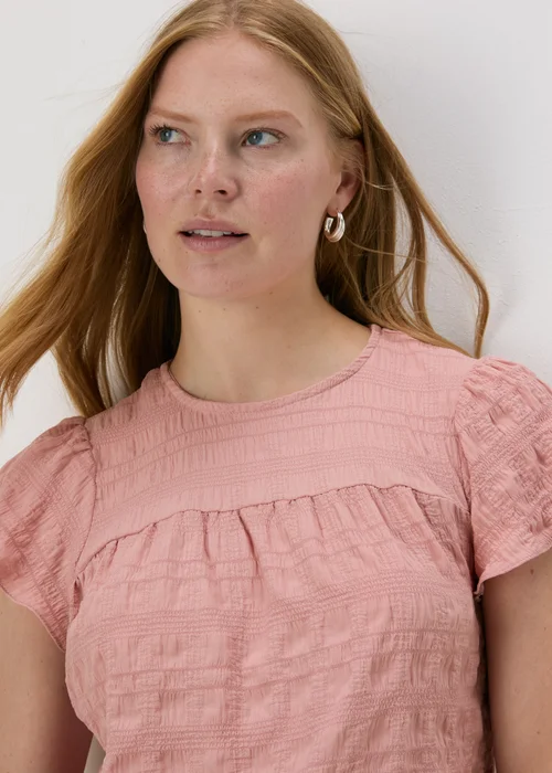 Pink Seersucker Ruffle Sleeve T-Shirt - Size 8 Image 3