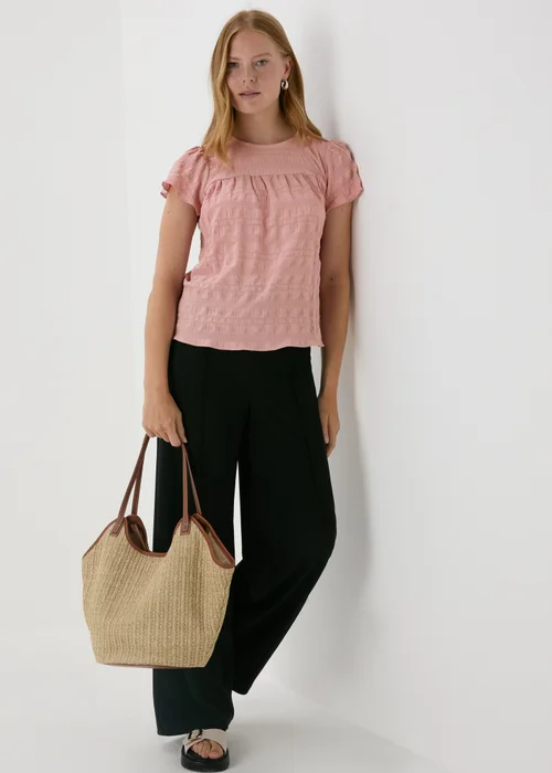 Pink Seersucker Ruffle Sleeve T-Shirt - Size 8 Image 4
