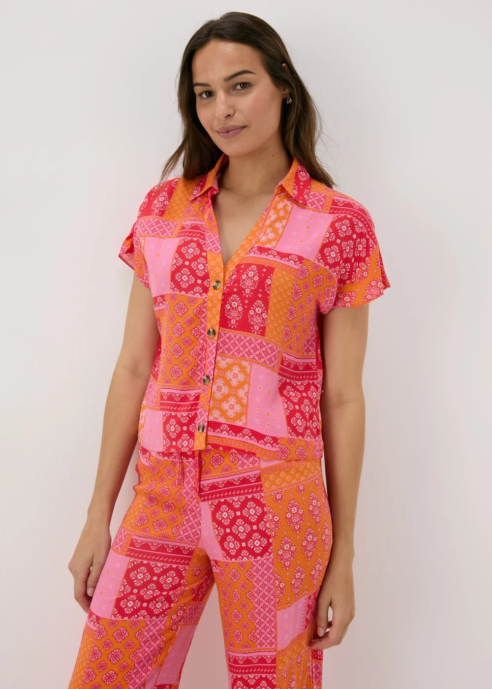 Red Patterned Co Ord Shirt - 8 Image 1
