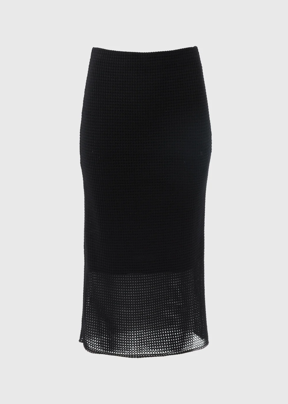 Black Textured Knit Midi Skirt - 8 Image 5