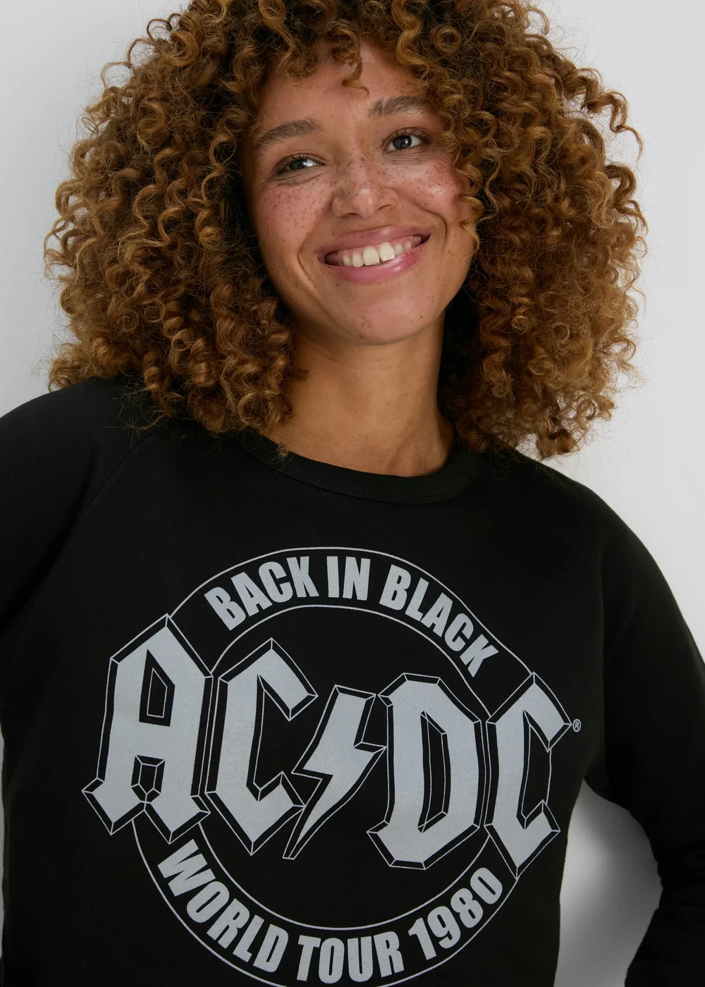 Black ACDC Crop Sweatshirt - Small Image 3