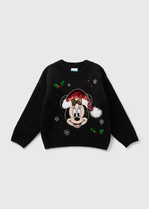 Minnie Mouse Girls Christmas Knit Jumper (1-12yrs) - 1 half year to 2 Image 1