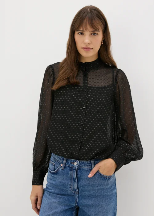 Black Button Down Blouse - 8 Image 3