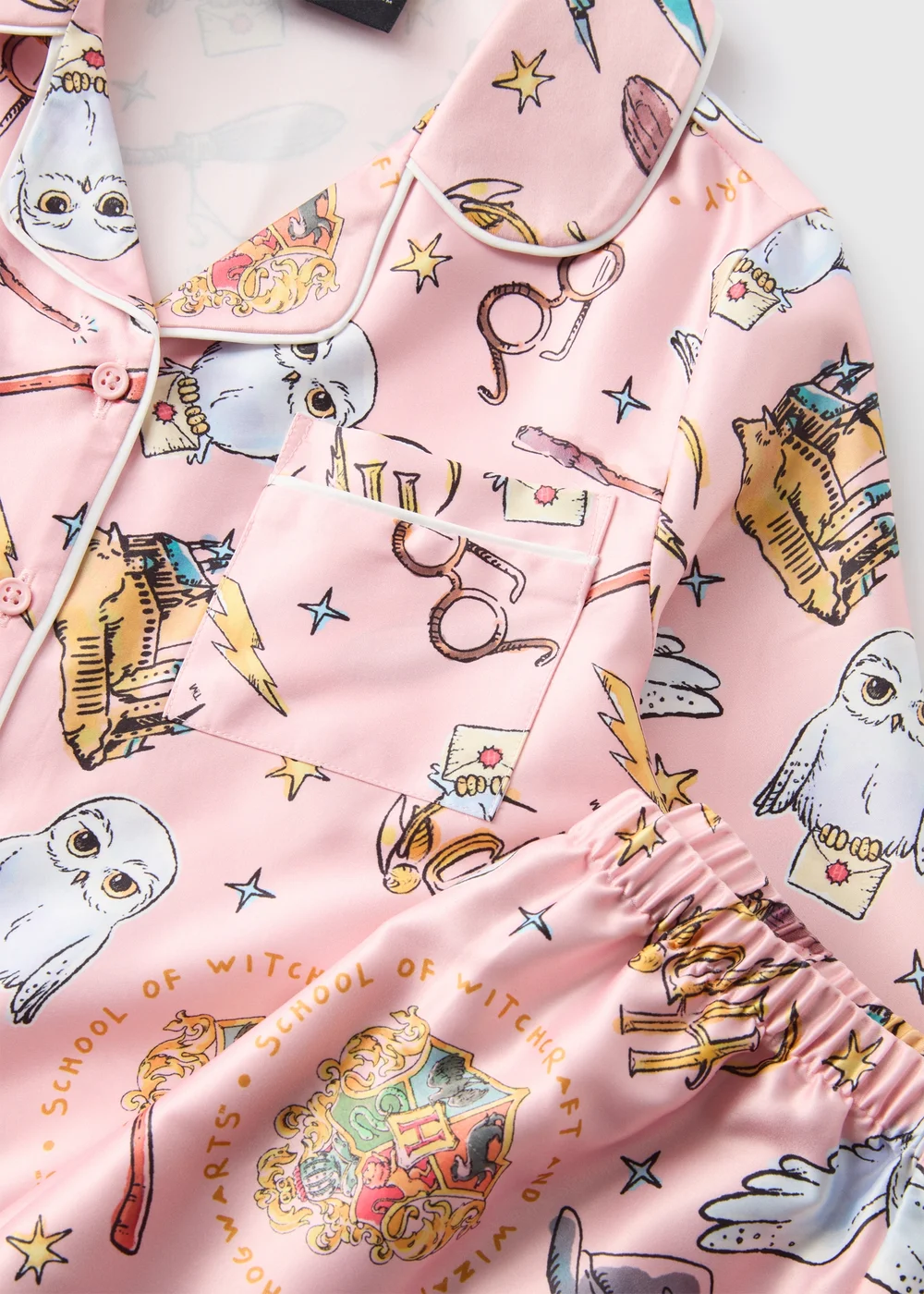 Harry Potter Kids Pink Top & Bottoms Pyjama Set (4-13yrs) - Age 4 Years Image 2